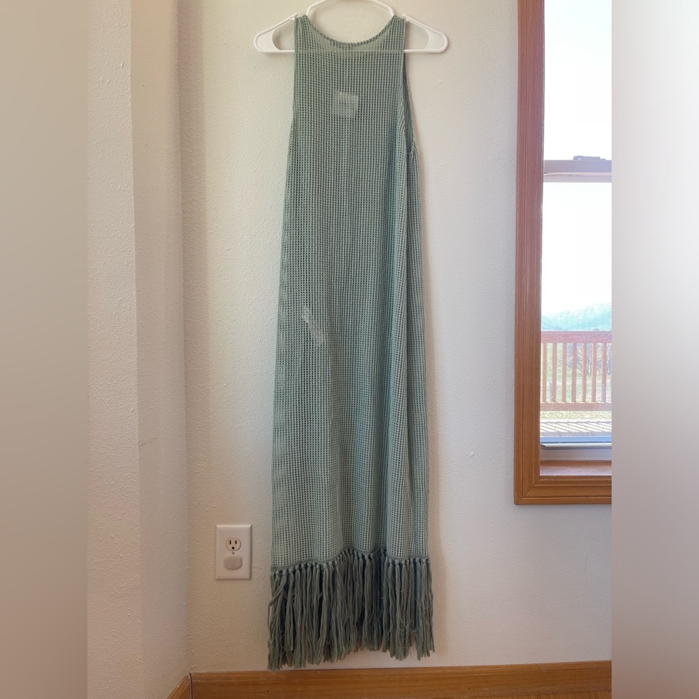NWT Zara Fringed Knit Maxi Dress in Sage Green - Picture 3 of 3